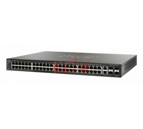 Комутатор Cisco SF300-48P (SRW248G4P-K9-EU) 48-Port 10/100 PoE Managed Switch with Gigabit Uplinks