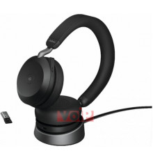 Headset Jabra Evolve2 75 MS Stereo USB-A + Base Black with Charging Stand Bluetooth (p/n: 27599-999-989)